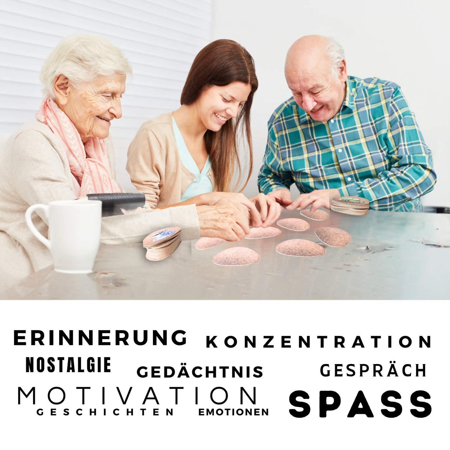 SENIORI Gedächtnissteine – Memo-Spiel für Senioren, 16 Paar Bilder, Steinkarten zur Gedächtnisförderung und anregenden Gesprächen Erinnerungs-Spiel Nr.9