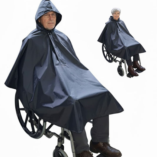 Seniori Regenponcho Regencape mit Reflektor | Rollstuhl Poncho wasserdicht, winddicht | Regenschutz für Rollstuhlfahrer & Betreuer