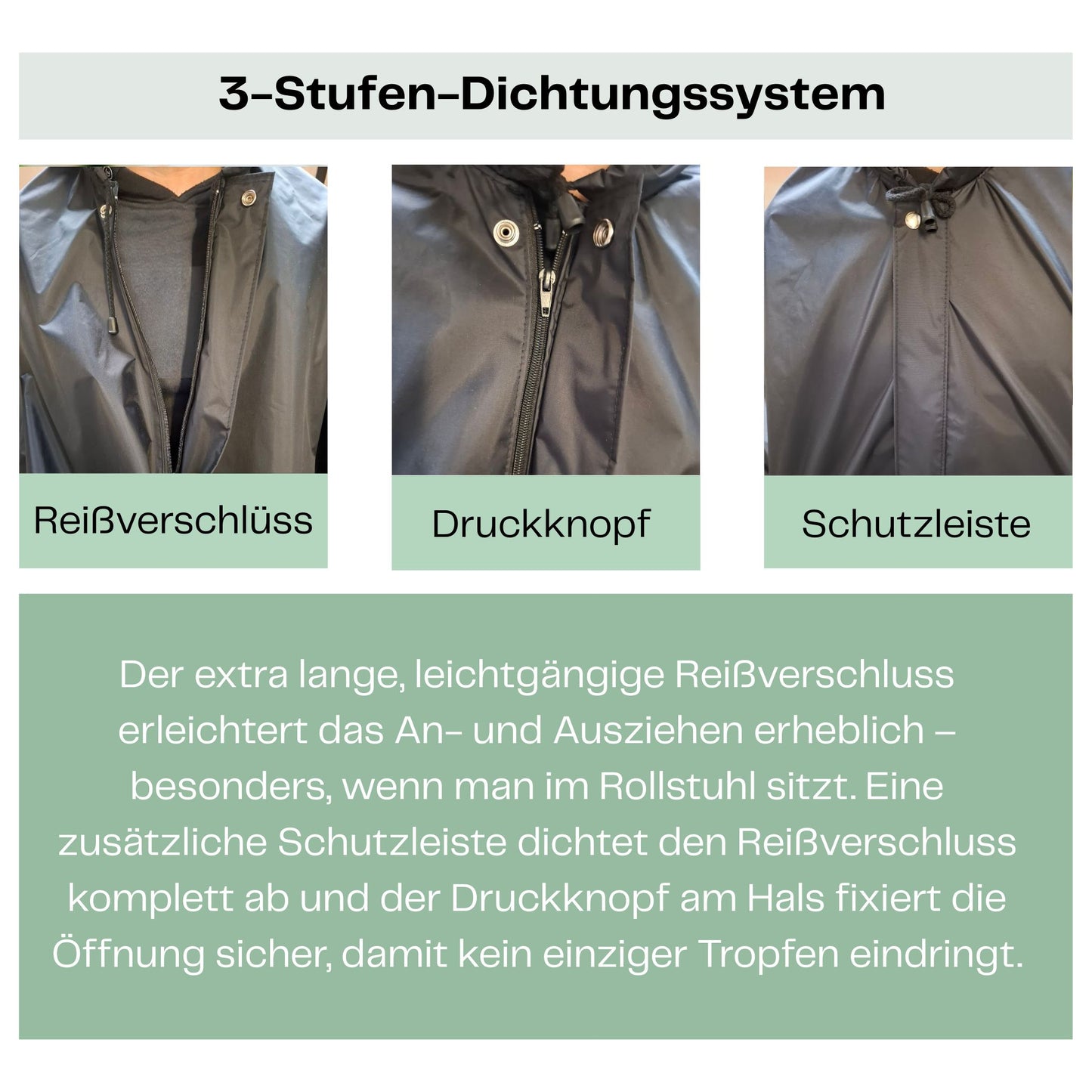 Seniori Regenponcho Regencape mit Reflektor | Rollstuhl Poncho wasserdicht, winddicht | Regenschutz für Rollstuhlfahrer & Betreuer