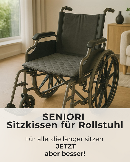 SENIORI Sitzkissen 44x44 cm für Rollstuhl, wasserdichtes Rollstuhlkissen, rutschfeste Rollstuhlauflage mit eleganter Steppung