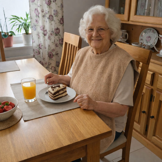 SENIORI Lätzchen Erwachsene 2er Set Baumwolle 50x100 Essschutz Beige und Grau