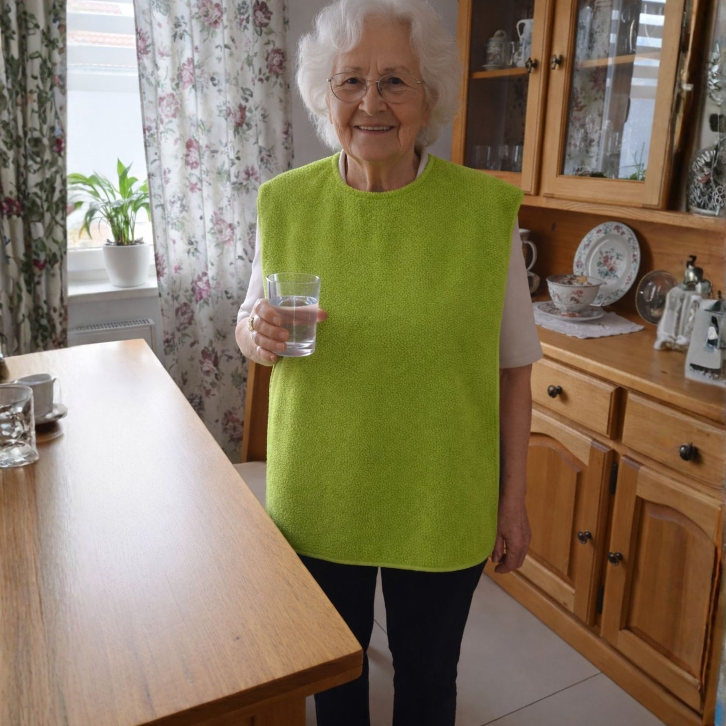 SENIORI Lätzchen Erwachsene 2er Set Baumwolle 50x100 Essschutz Grün und Grau