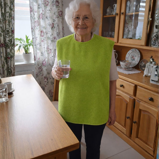 SENIORI Lätzchen Erwachsene 2er Set Baumwolle 50x100 Essschutz Grün und Grau